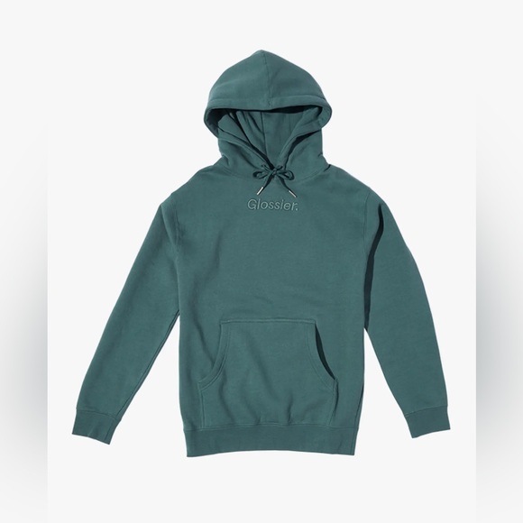 New & Limited! Glossier Embroidered Sage Green Hoodie Sweatshirt Size Medium NWT - Picture 4 of 7